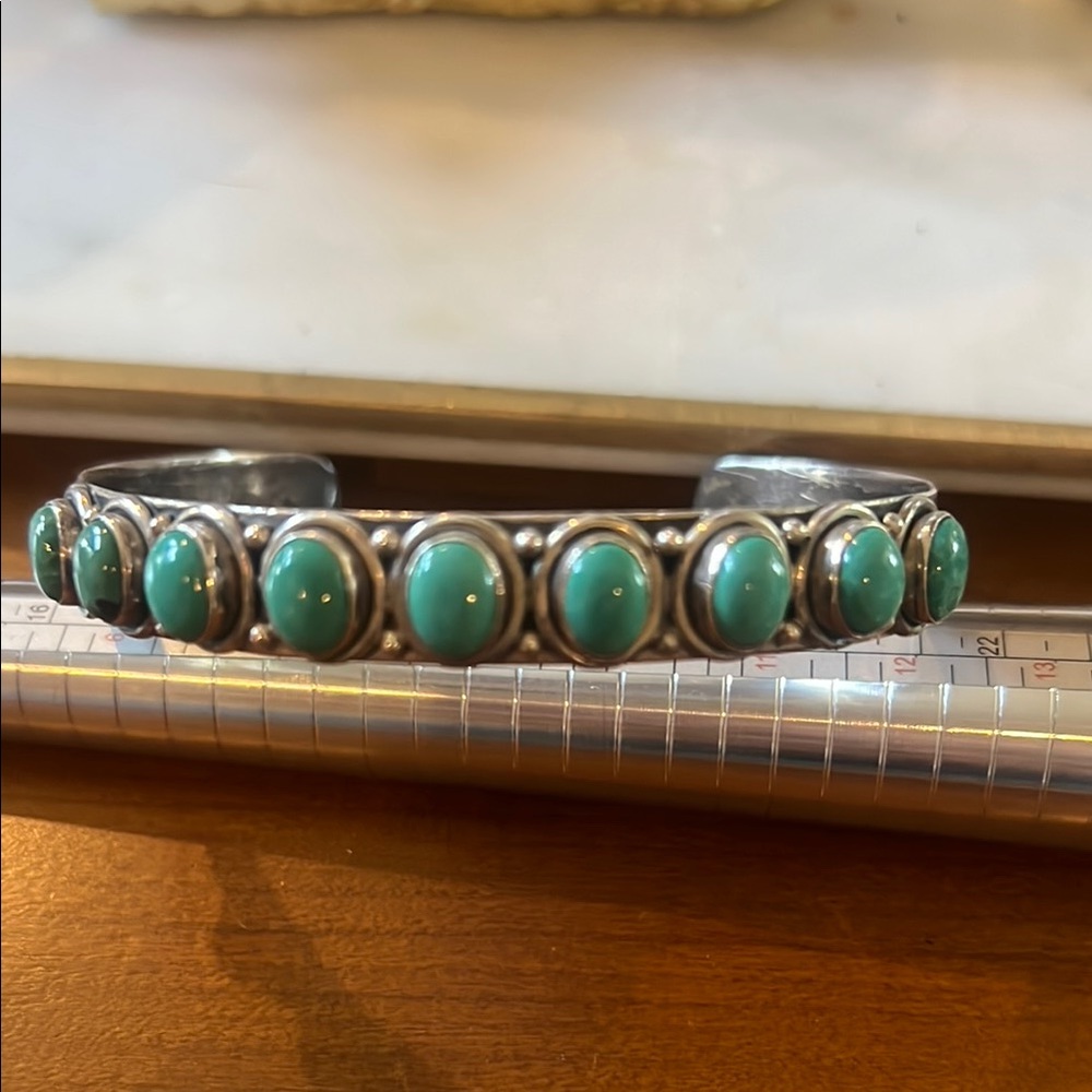 Authentic Turquoise Sterling Silver Bracelet - large size